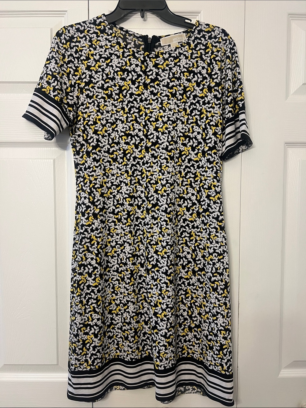Michael Kors Black A-Line Dress with Yellow and White Accents